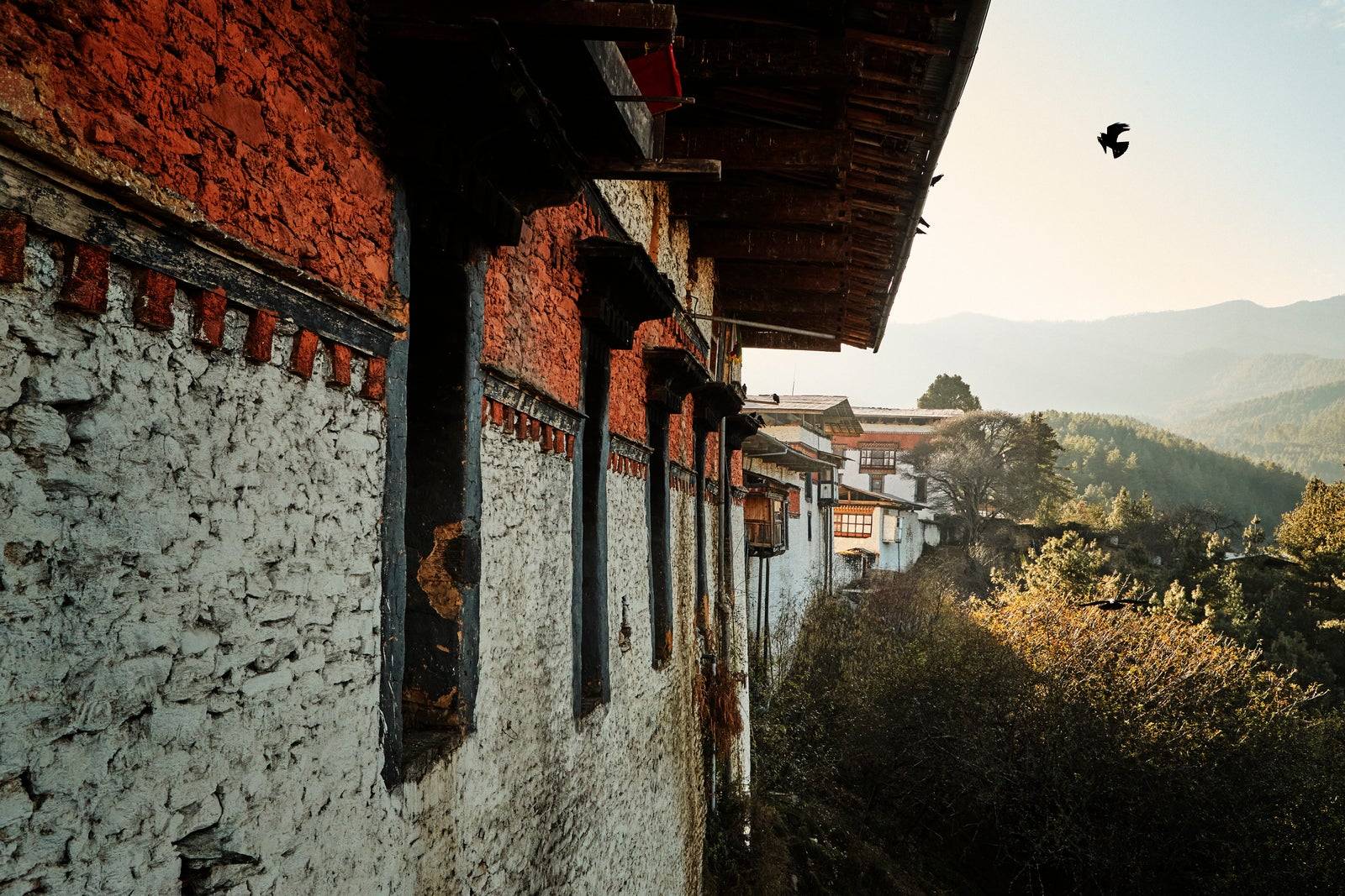 布姆唐 Jakar Dzong 山谷夕景