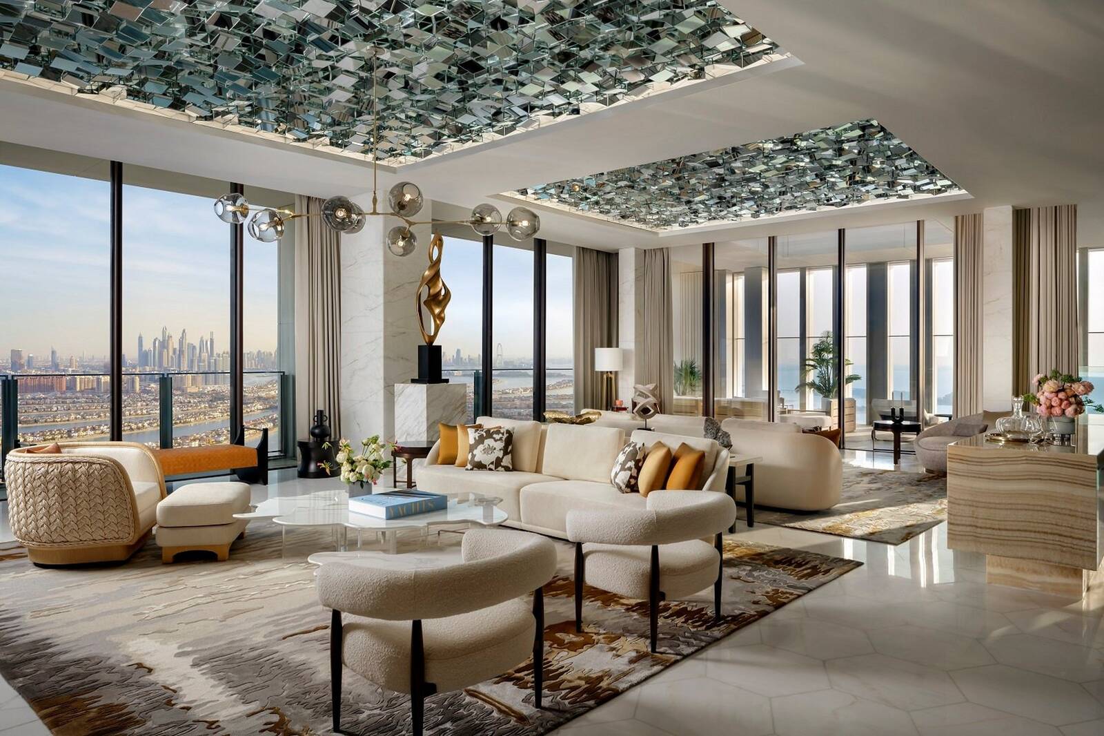杜拜亞特蘭提斯皇家酒店 Panoramic Penthouse 的起居空間