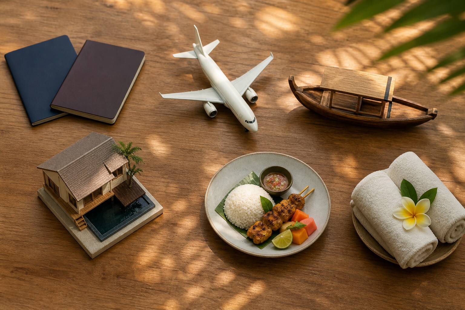 機票接送住宿餐食與活動五項蜜月預算組成示意
