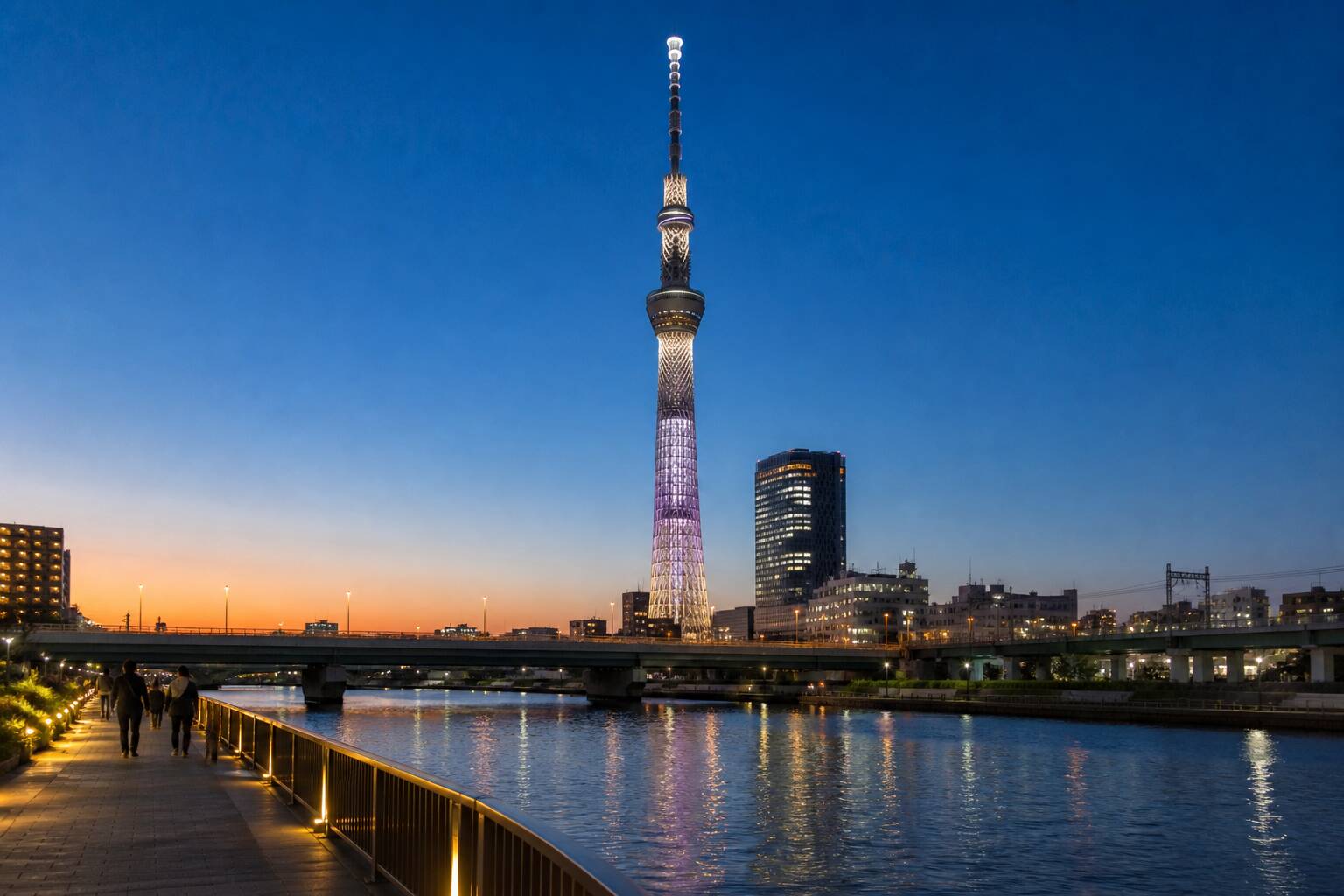 東京晴空塔與隅田川 AI 旅遊示意圖