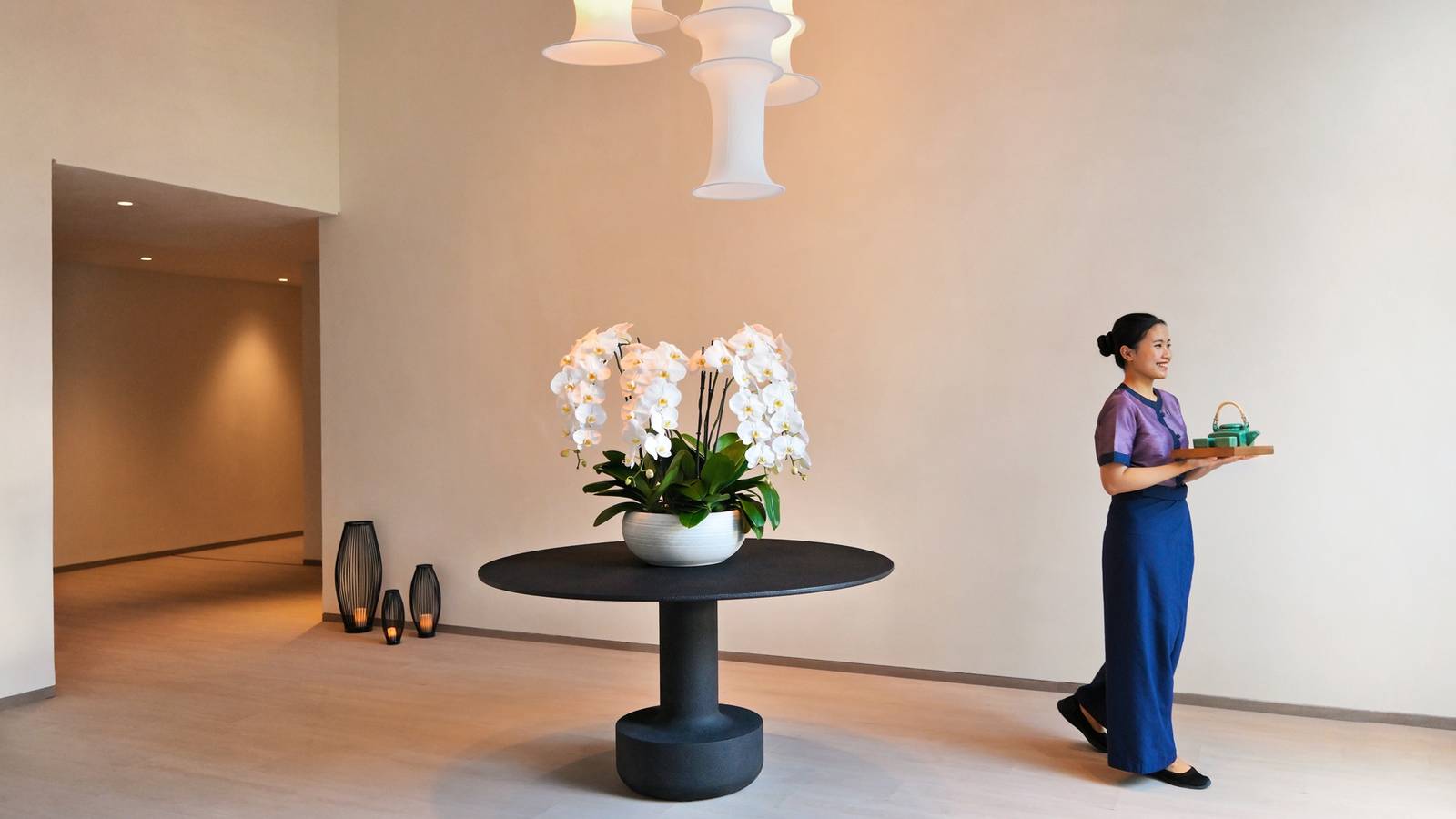 Banyan Tree Spa 接待區與蘭花