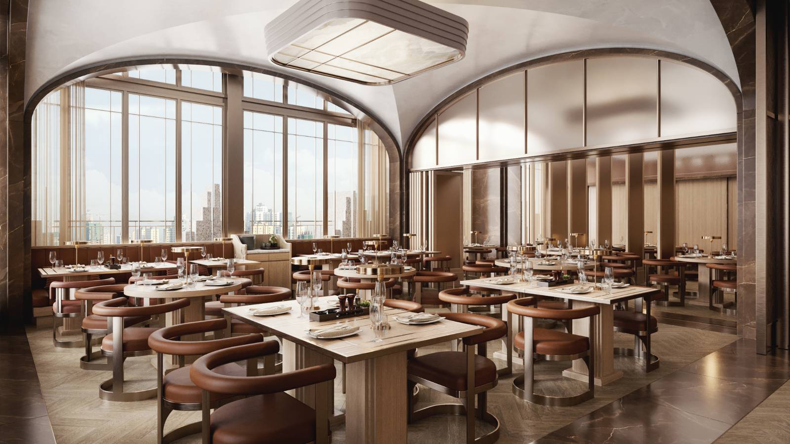 河內嘉佩樂酒店 The Hudson Rooms,拱形天花、落地窗城市景與木餐桌