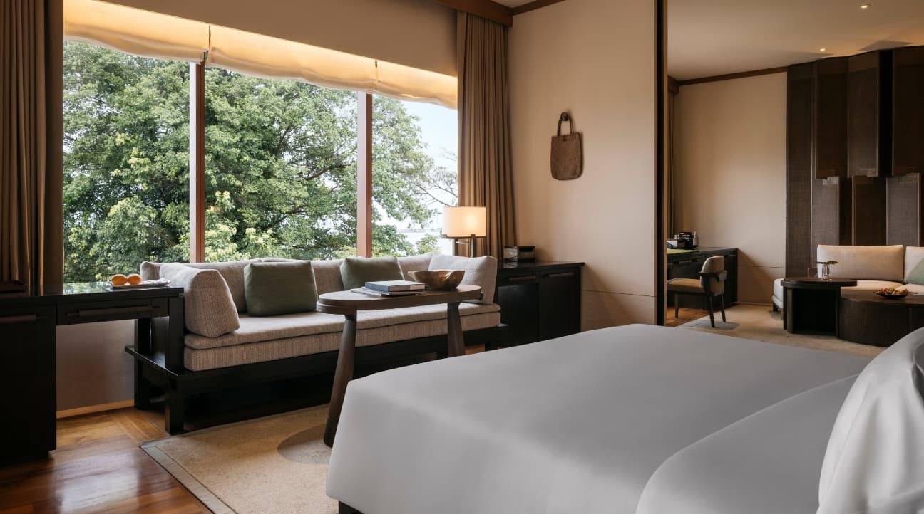 新加坡嘉佩樂酒店 Capella Suite 臥室與綠景