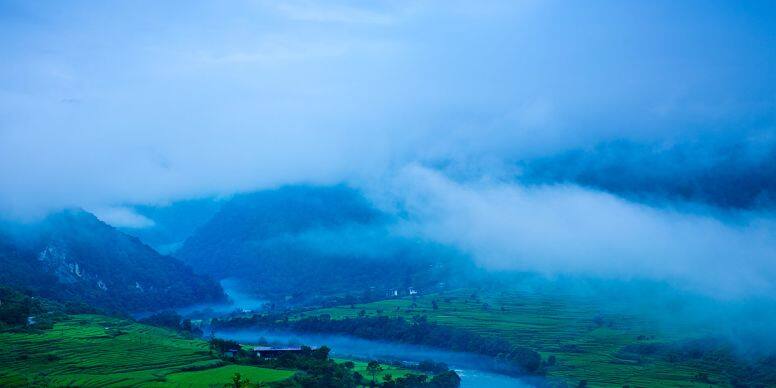 不丹 COMO Uma Punakha 周邊雲霧河谷景觀