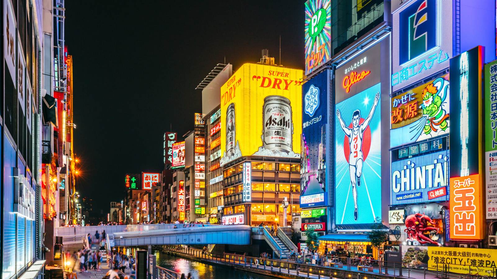 大阪道頓堀夜間街景與霓虹招牌