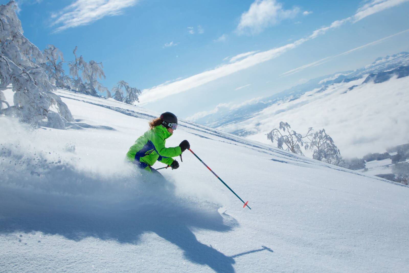二世古安努普利山坡的粉雪滑雪