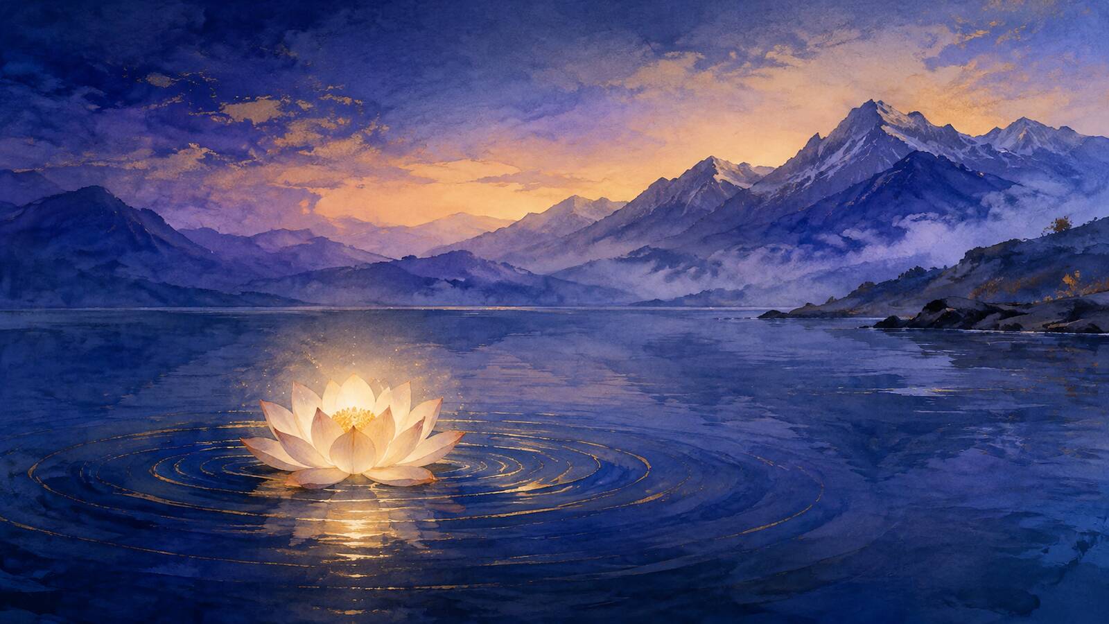 喜馬拉雅湖面發光蓮花象徵 Padmasambhava 蓮花生之名