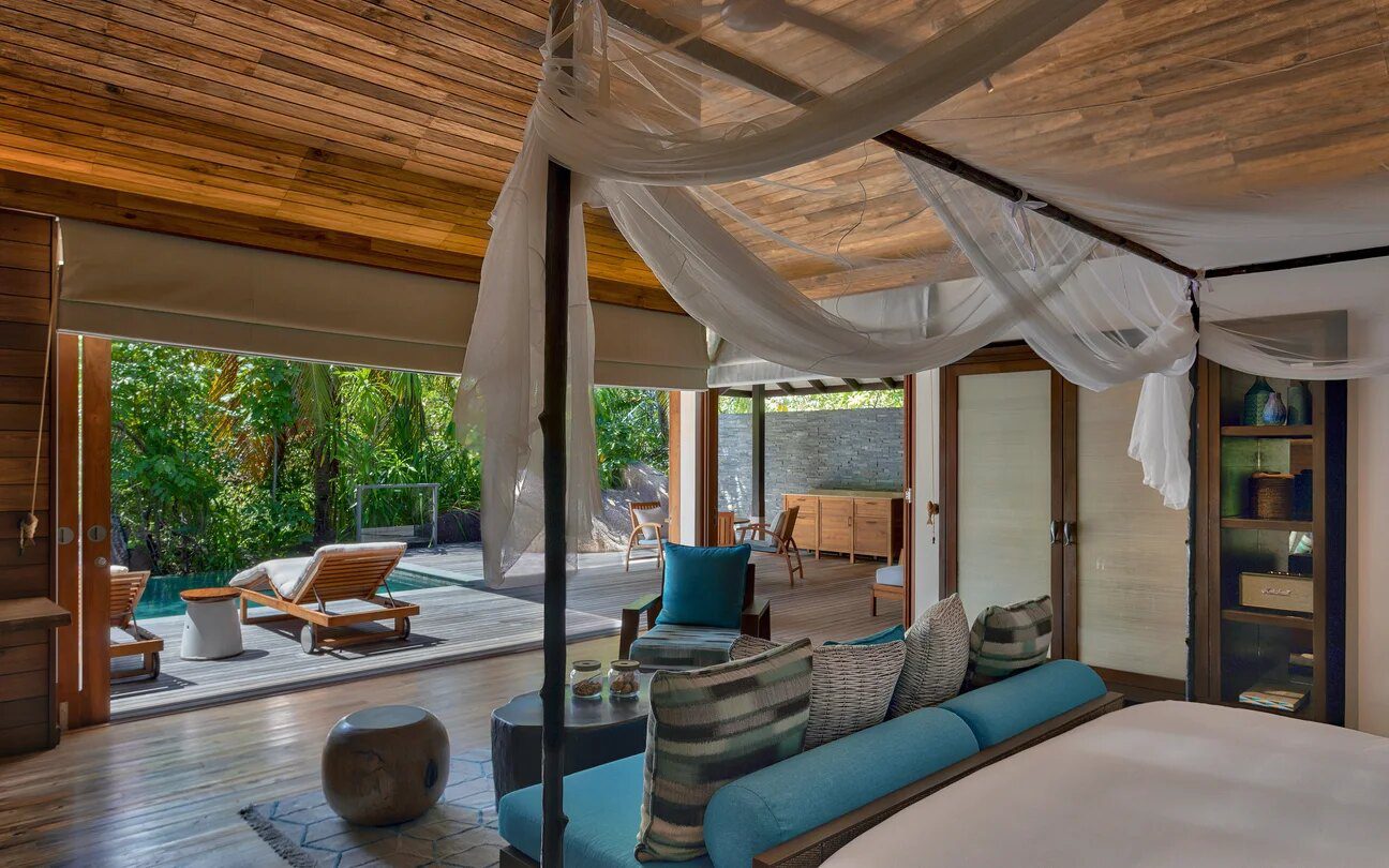 Six Senses Zil Pasyon Hideaway Pool Villa 臥室與起居空間