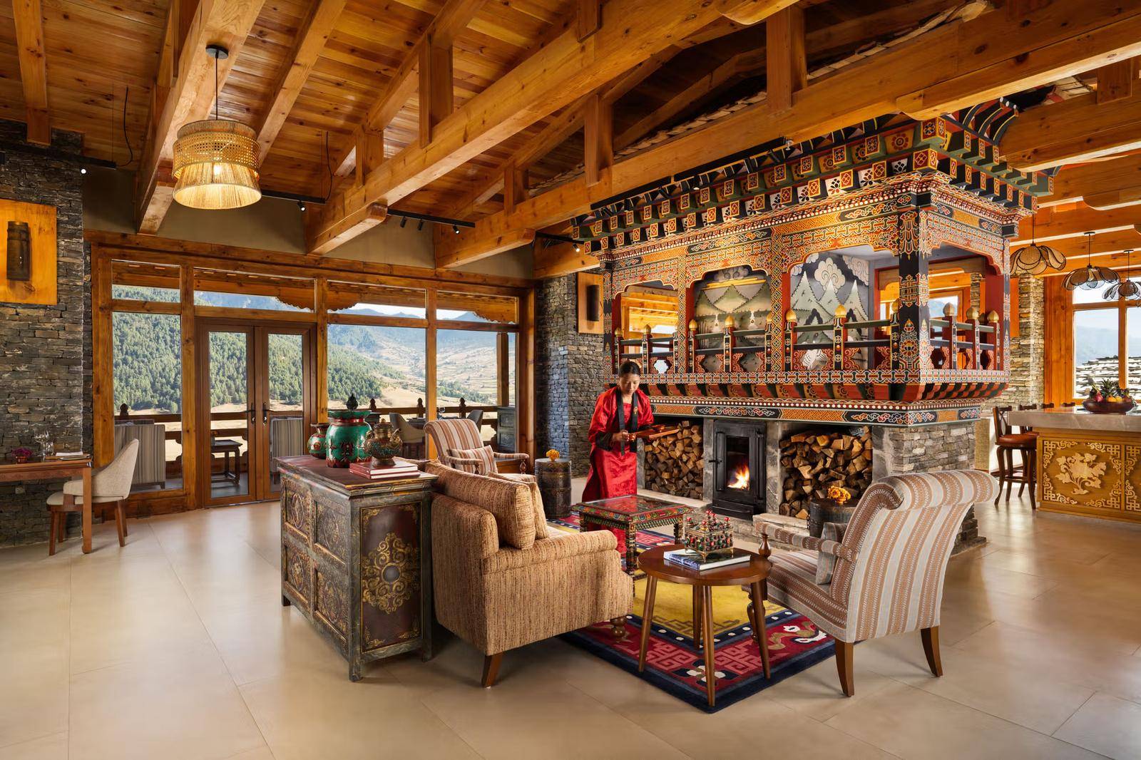 Taj Gangtey Resort & Spa 壁爐酒廊