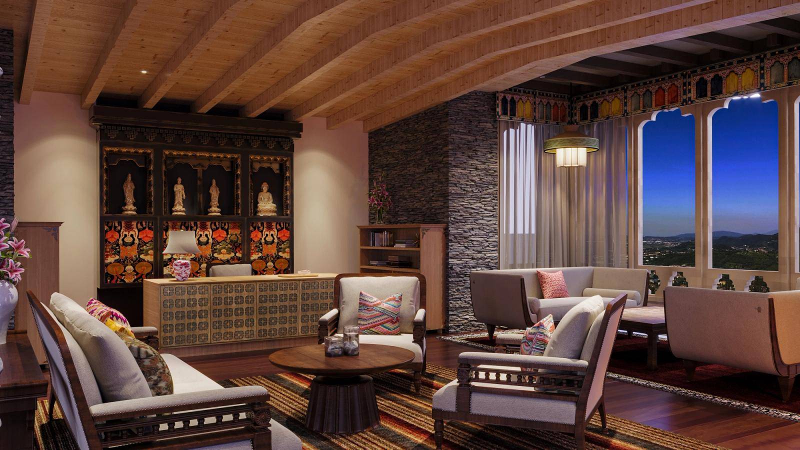 Taj Gangtey Resort & Spa 山谷景觀休憩廳