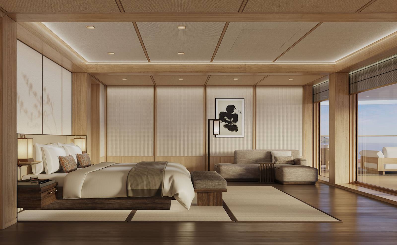 Amangati Aman Suite 起居空間與海景