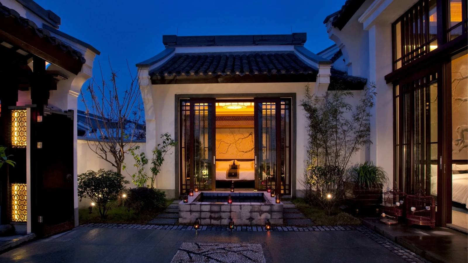 杭州西溪悅榕庄 Two-Bedroom Jetpool Villa 夜間庭院