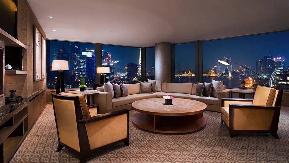 上海外灘悅榕庄 Grand Bund Suite 客廳夜景