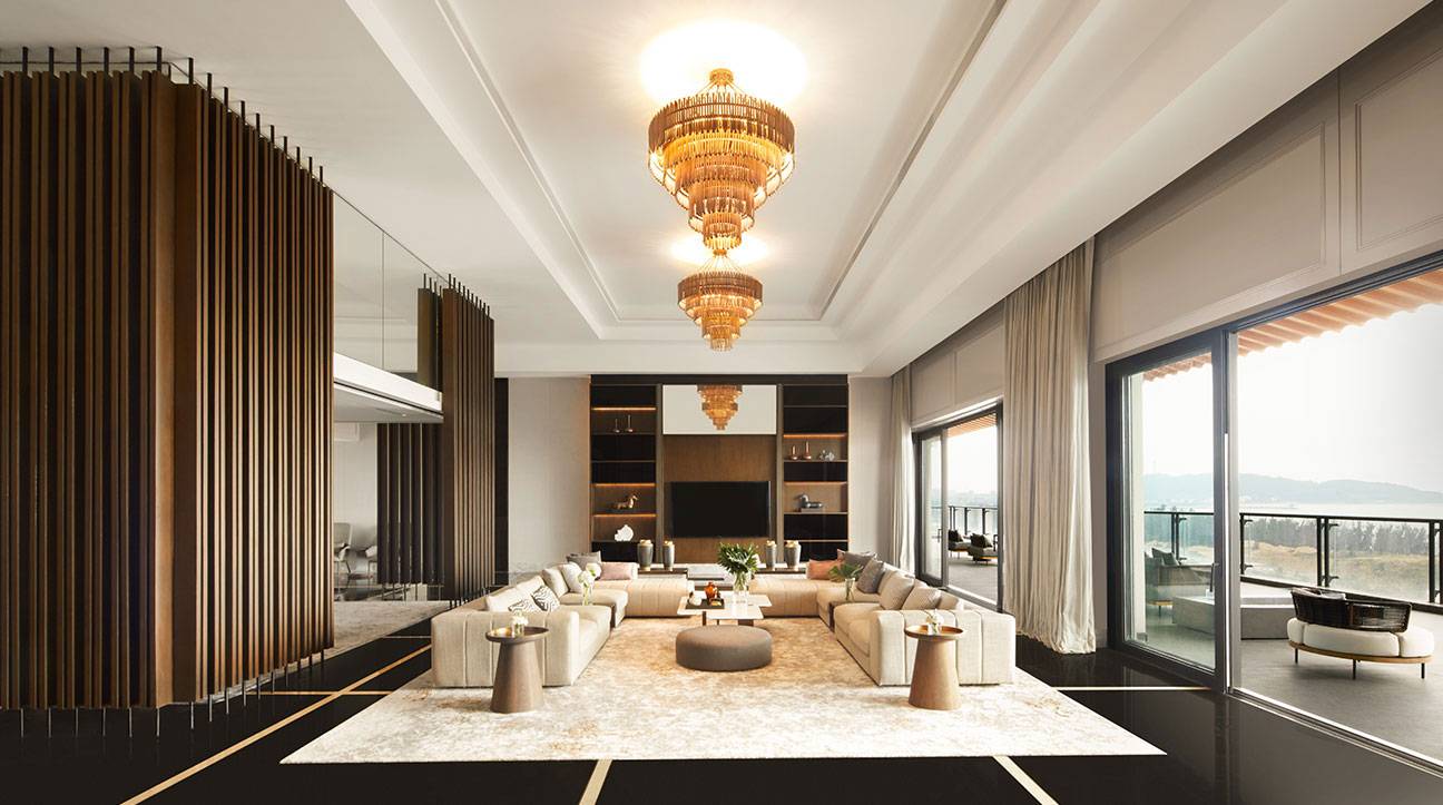 三亞土福灣嘉佩樂酒店 Chairman's Penthouse 的起居室