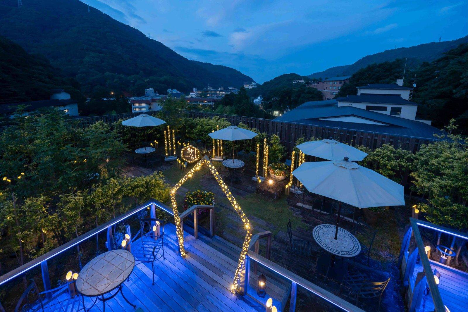 箱根湯本溫泉 月之宿 紗ら 屋頂庭園 Moon Rest 夜景