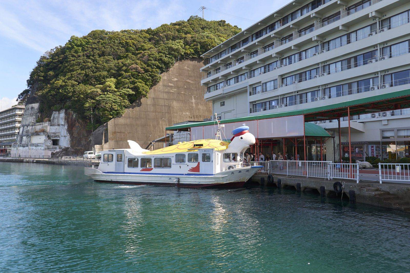 南紀勝浦 浦島飯店停靠在飯店前的海龜接駁船