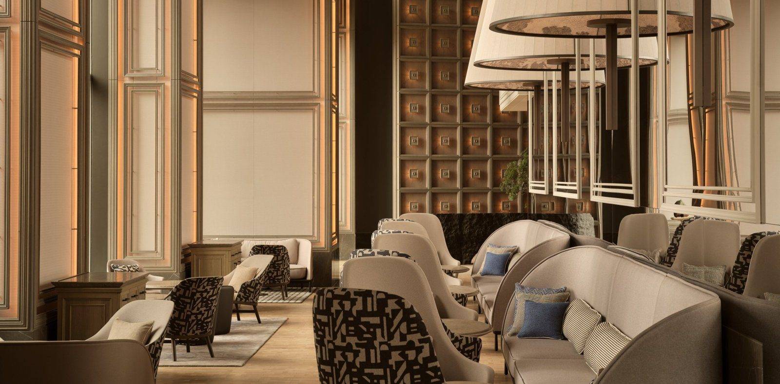 Janu 東京 Janu Lounge 的挑高窗與沙發