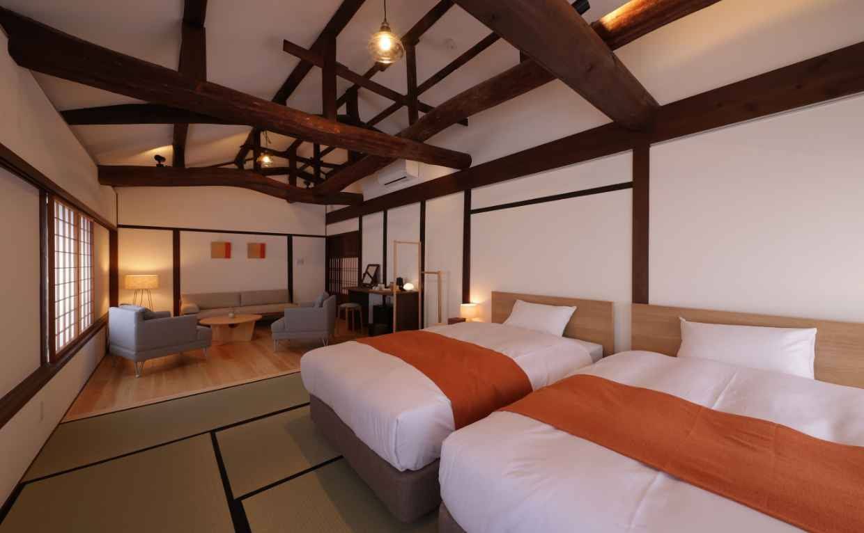 NIPPONIA HOTEL 伊勢河崎 商人町木梁下的雙床客房