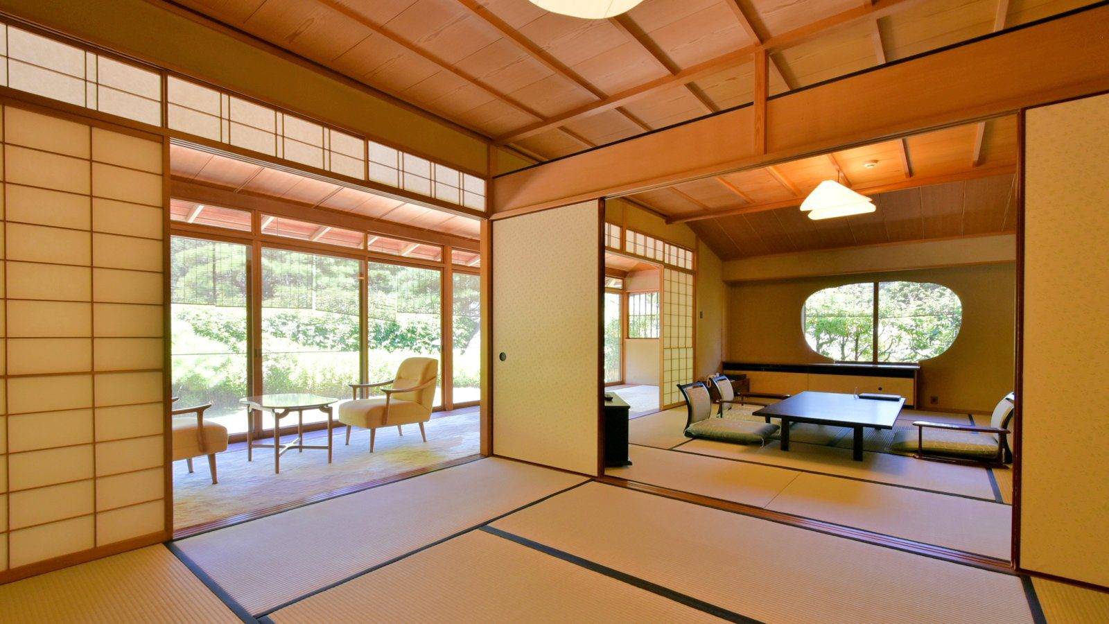伊豆長岡溫泉 三養莊新館和室 Deluxe 與窗外庭園