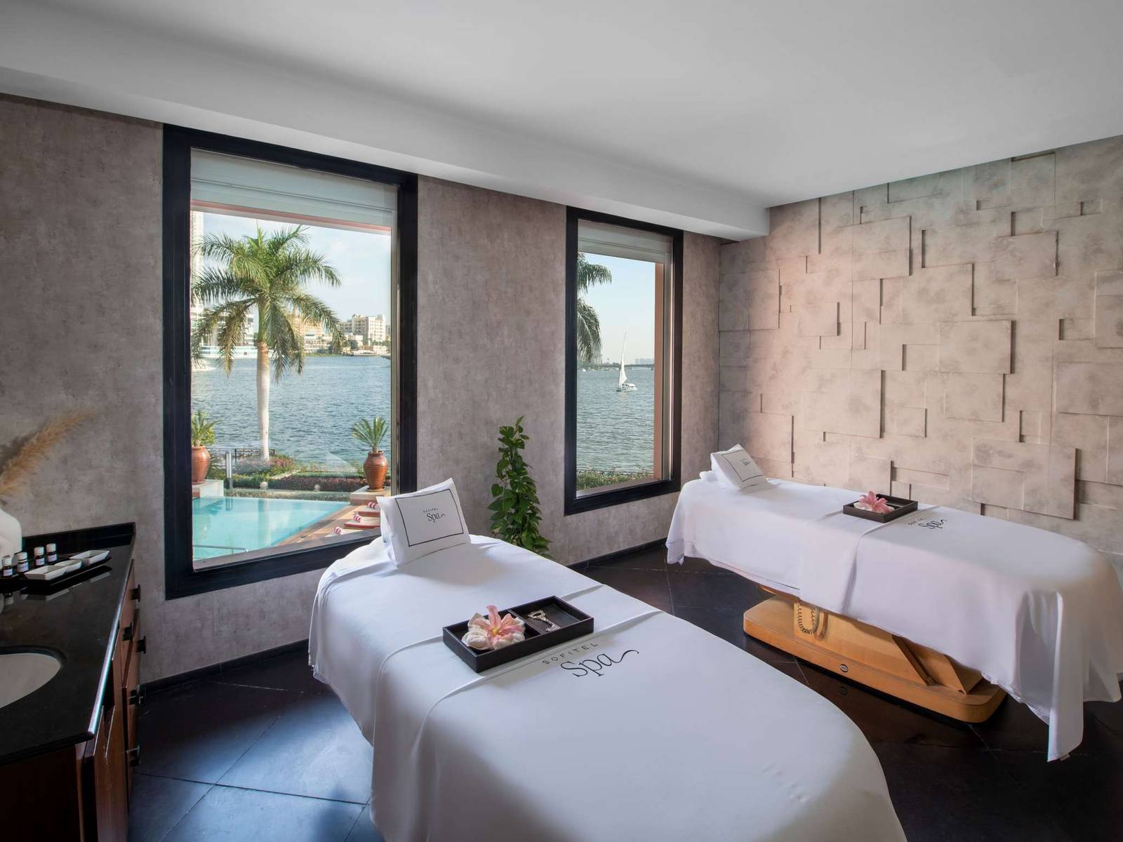開羅尼羅河索菲特艾爾格茲拉酒店Sofitel Spa 面向尼羅河的雙人療程室